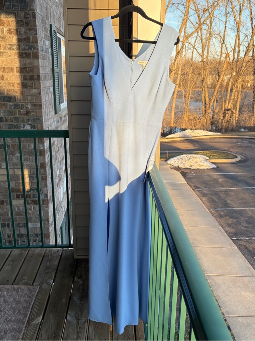🆕 Dress The Population Light Blue Maxi Dress Slit Elegant Formal Gown Size M - Picture 4 of 15